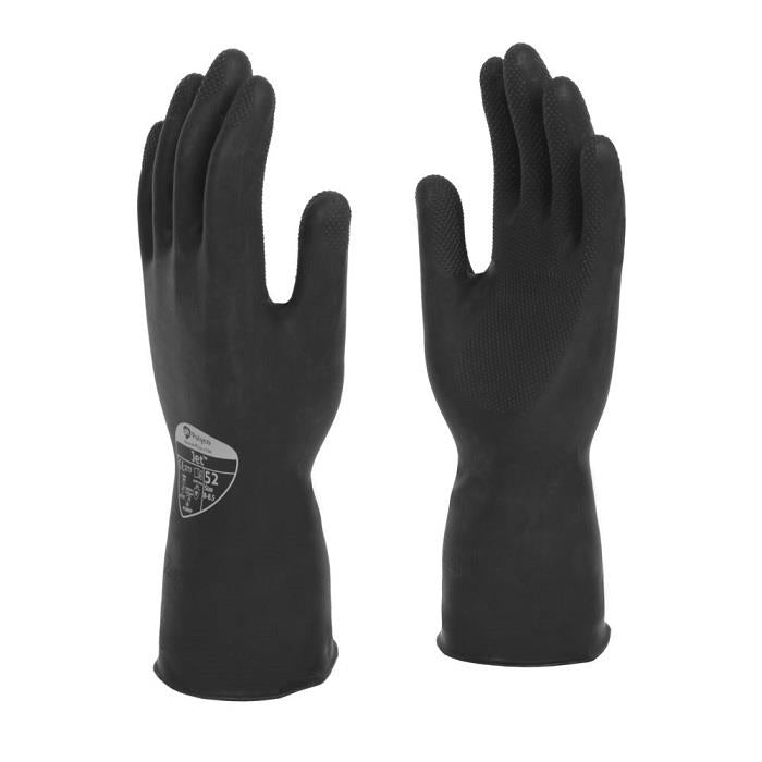 Polyco Jet Black Heavy Duty Rubber Gloves Chemical Protection