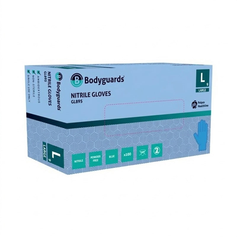 Bodyguards GL895 Large Blue Nitrile Disposable Gloves - Box of 100