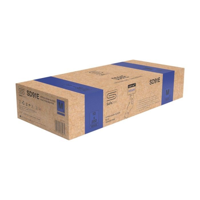 Polyco SafeDon SD91E Blue Nitrile Powder Free Exam Gloves – Box of 200 SafeDon