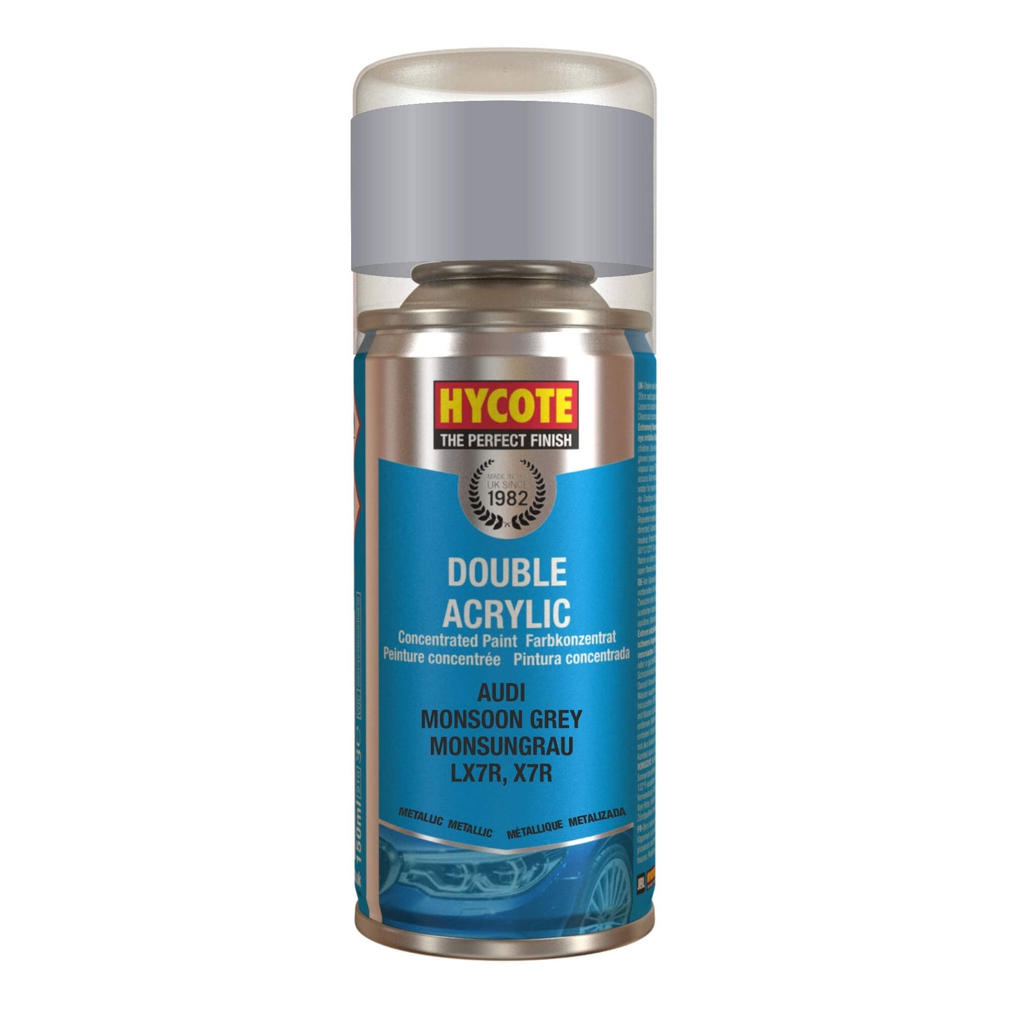 Hycote Audi Monsoon Grey Metallic Spray Paint 150ml XDAD607 Hycote