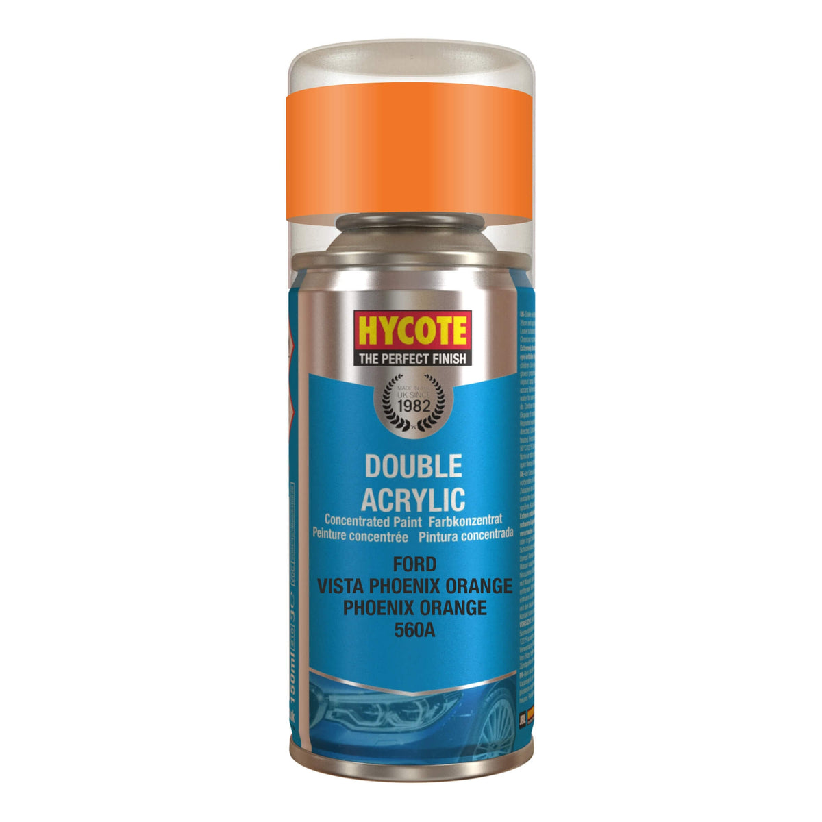Hycote Ford Vista Phoenix Orange Double Acrylic Spray Paint 150Ml Xdfd529